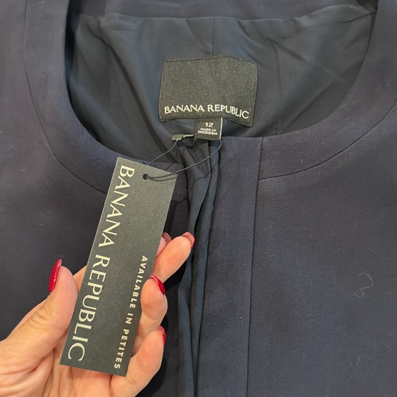 NWT 🏷️ Banana Republic Women’s 3/4 Ruffle Sleeve Navy Blue Blazer size 12 - Picture 7 of 13